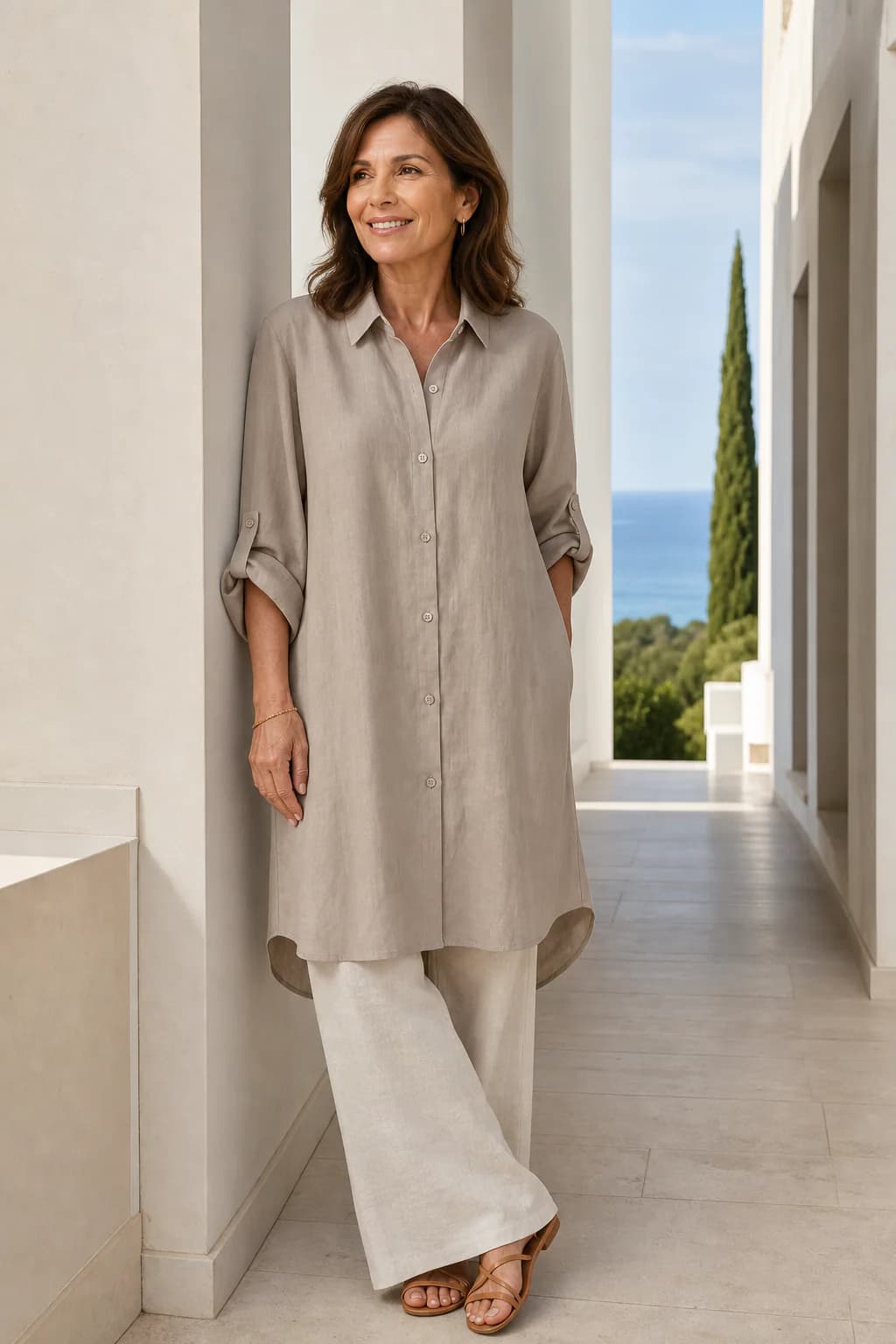 Camisola de lino en modelo